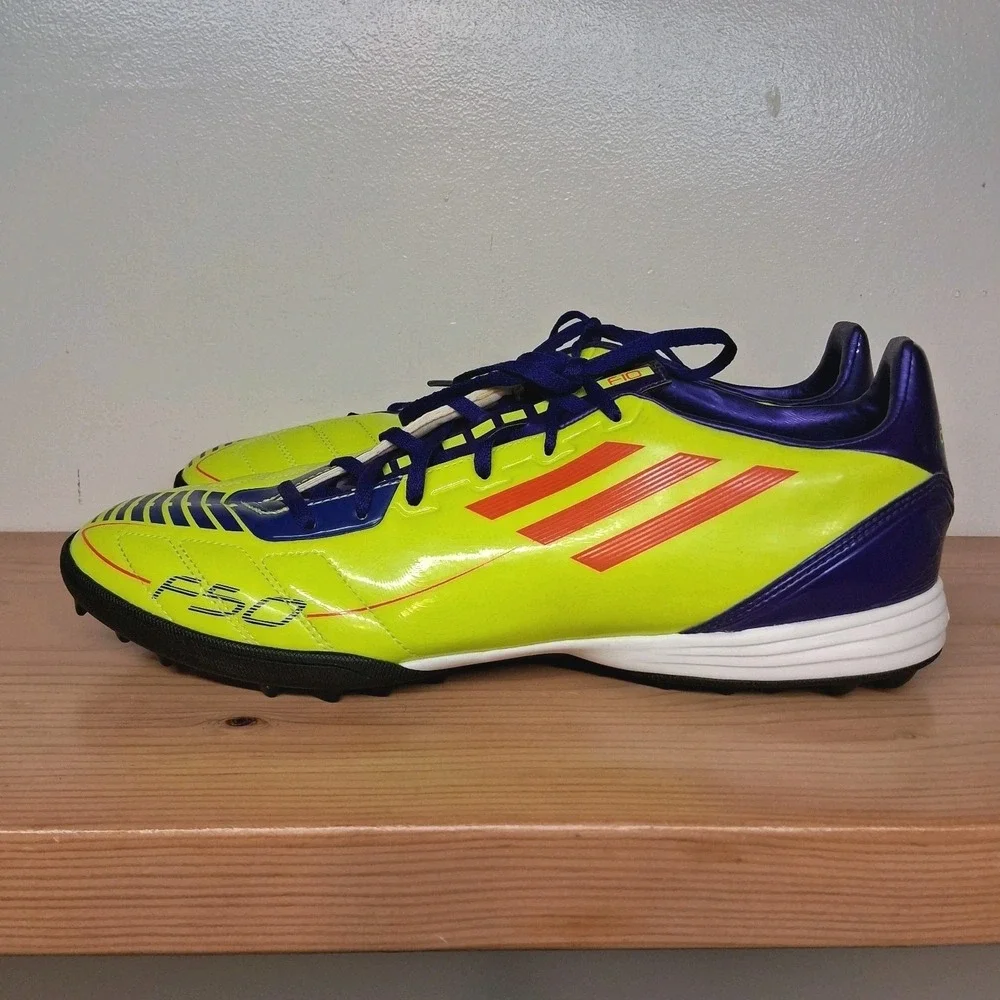 Adidas F50 TRX F10‎ Indoor Soccer Shoes Men's Size 12 Neon Yellow Purple